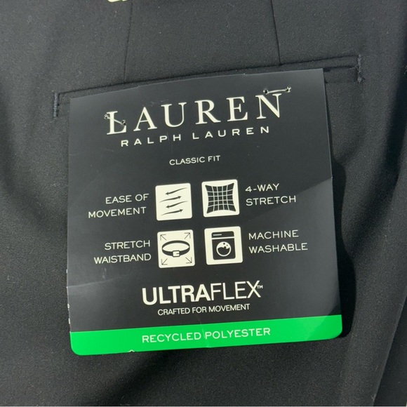 NWT Lauren Ralph Lauren Norton Ultraflex Flat Front Dress Pant Black 40 x 30 - Picture 10 of 14